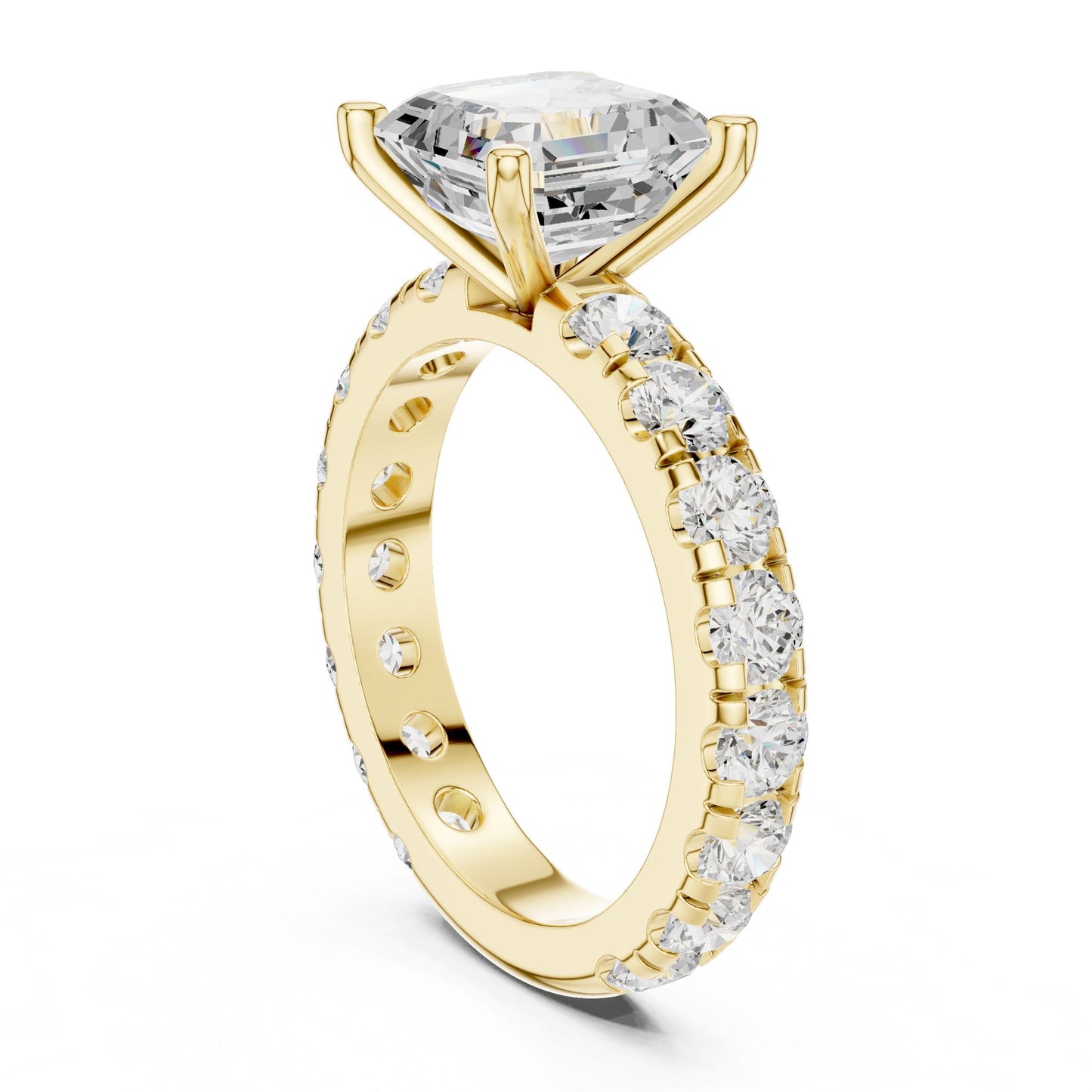 Asscher Lab Grown Diamond Pave Engagement Ring