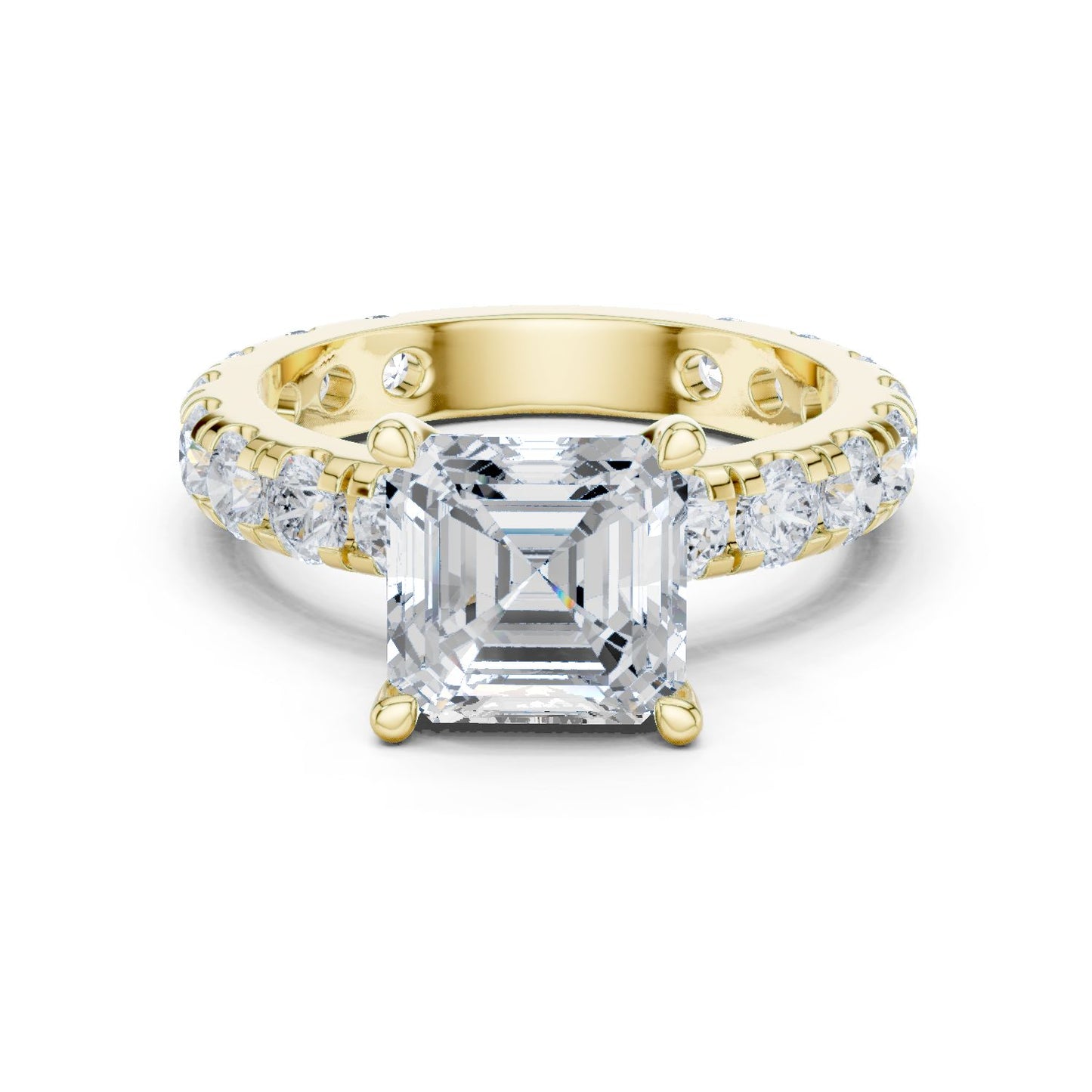 Asscher Lab Grown Diamond Pave Engagement Ring