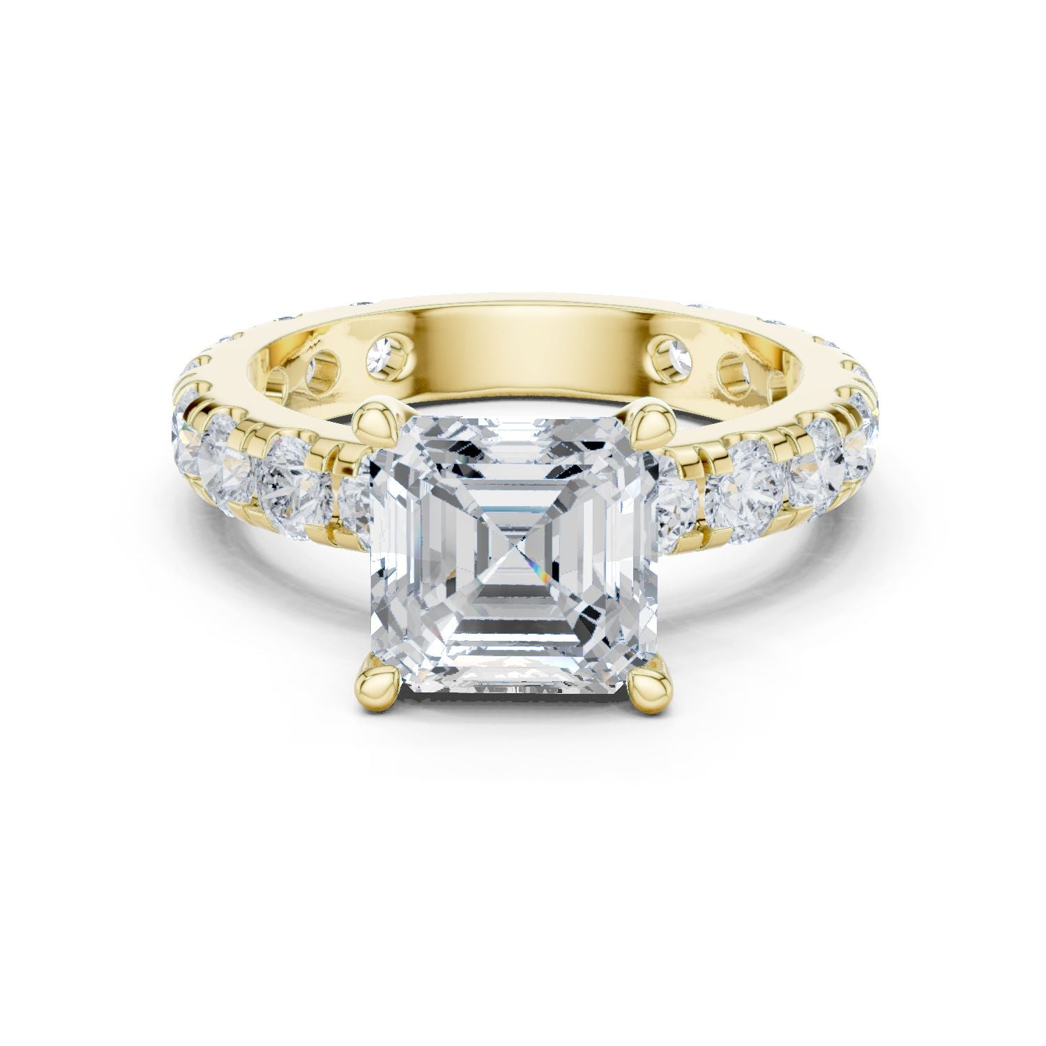 Asscher Lab Grown Diamond Pave Engagement Ring