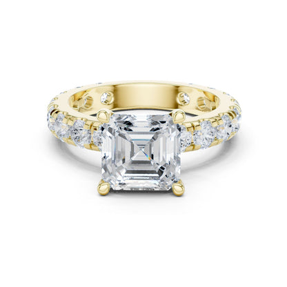 Asscher Lab Grown Diamond Pave Engagement Ring