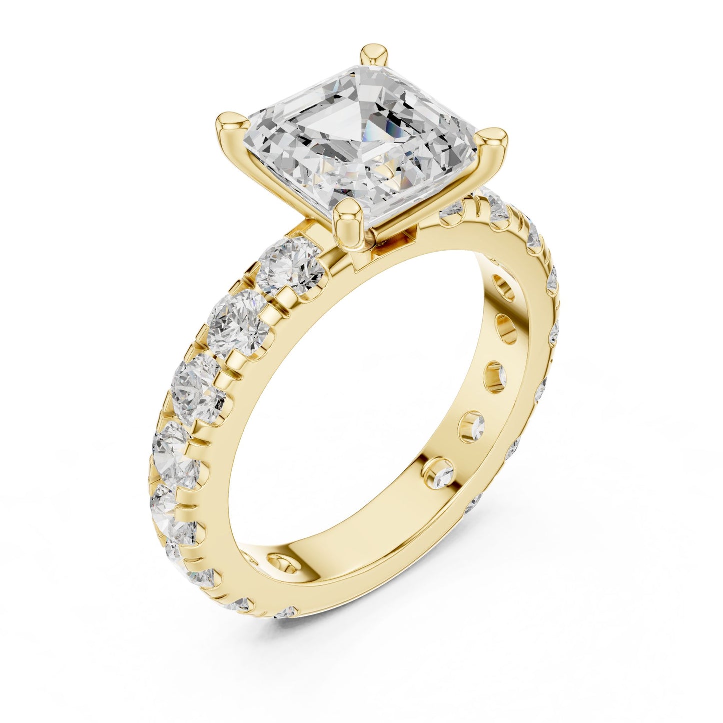 Asscher Lab Grown Diamond Pave Engagement Ring