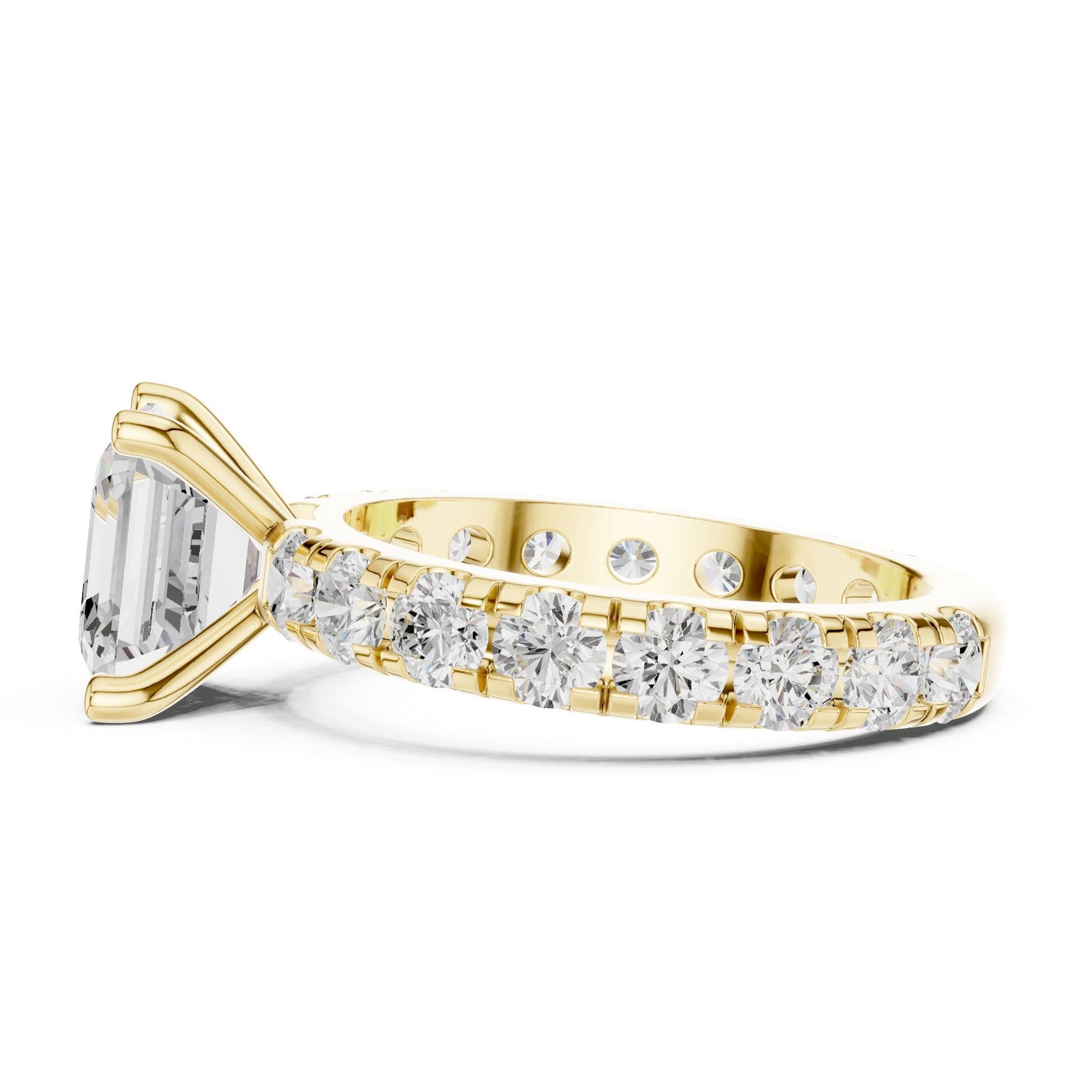 Asscher Lab Grown Diamond Pave Engagement Ring