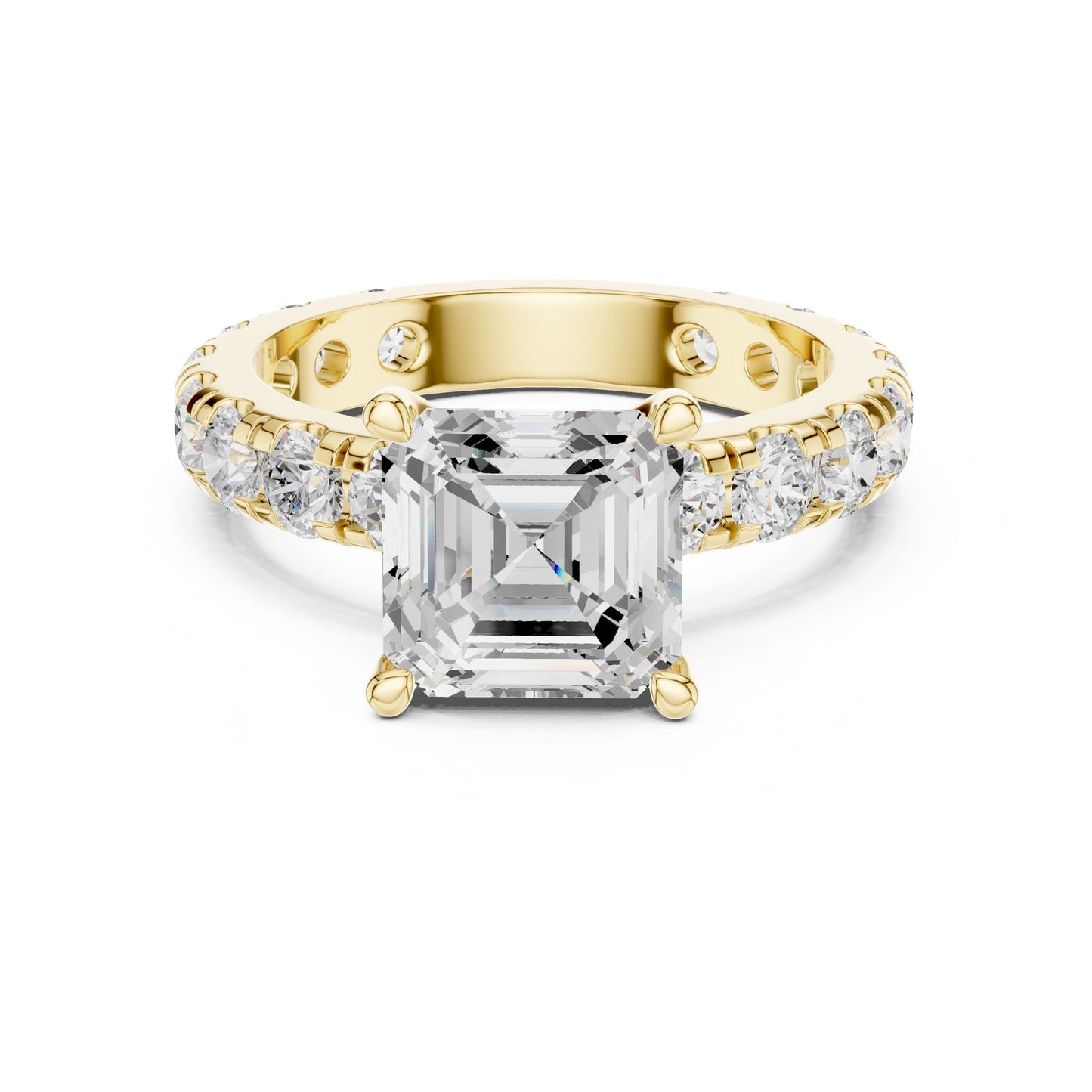 Asscher Lab Grown Diamond Pave Engagement Ring