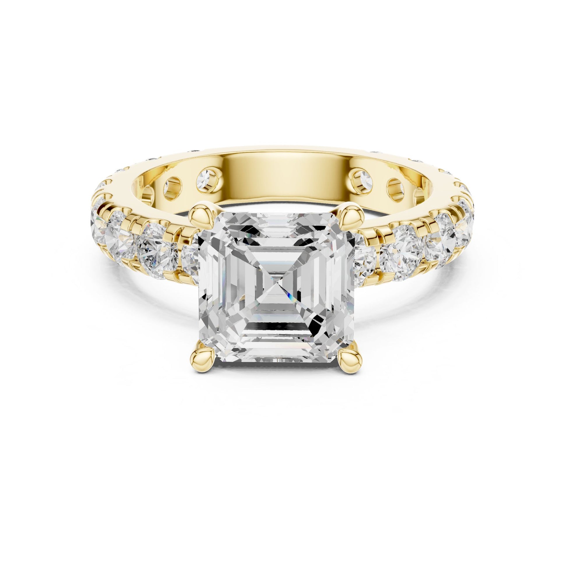 Asscher Lab Grown Diamond Pave Engagement Ring
