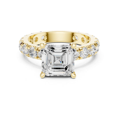 Asscher Lab Grown Diamond Pave Engagement Ring