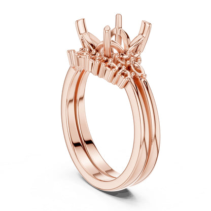 Asscher Lab Grown Diamond Side-Stone Engagement Ring