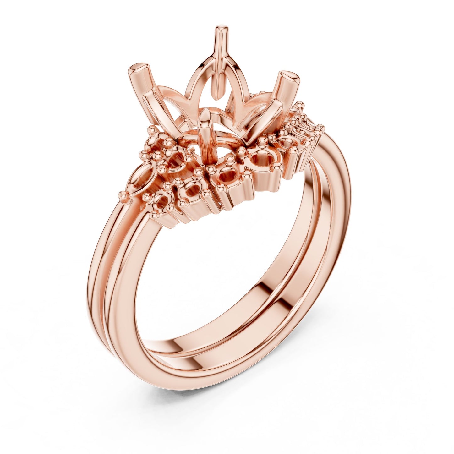 Asscher Lab Grown Diamond Side-Stone Engagement Ring