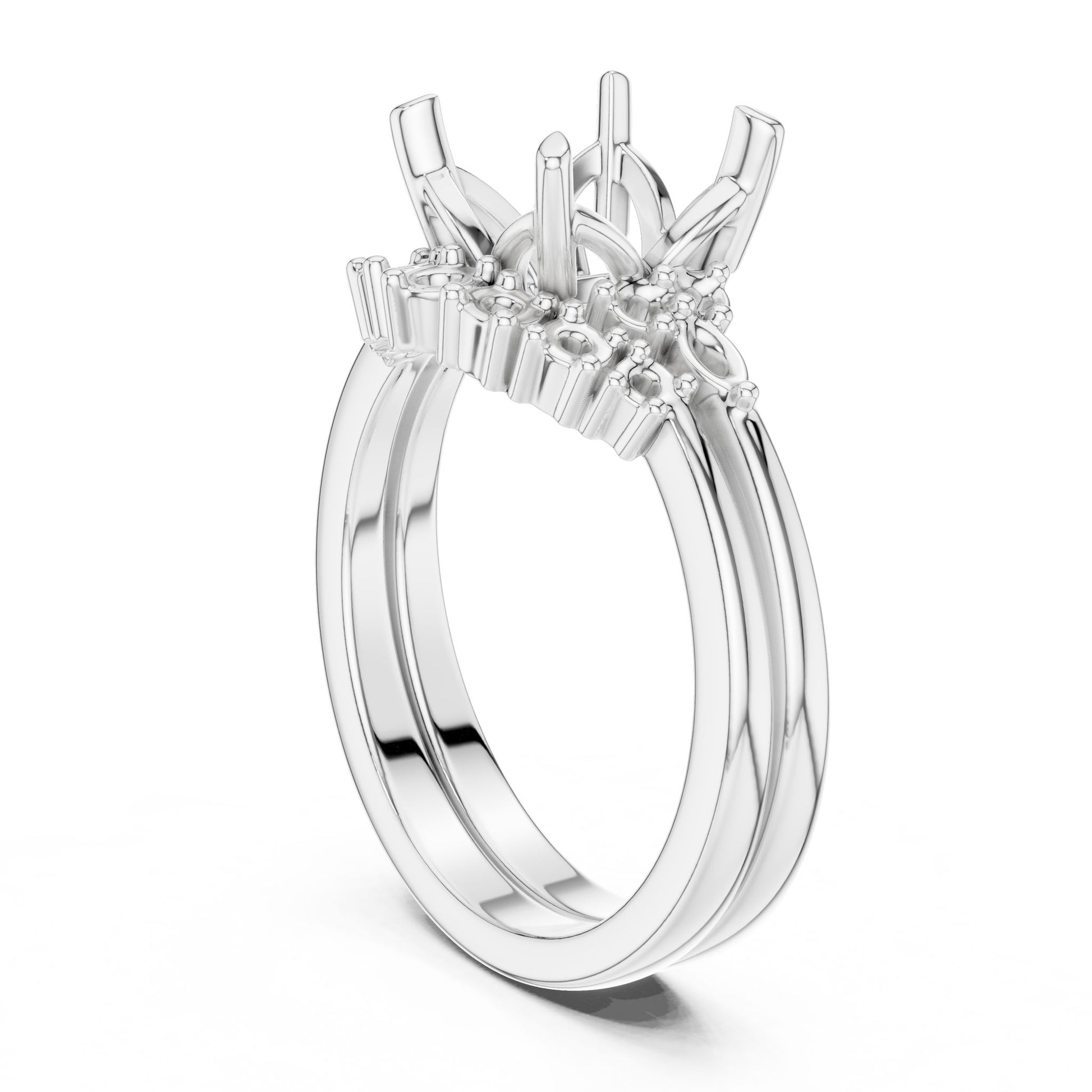 Asscher Lab Grown Diamond Side-Stone Engagement Ring