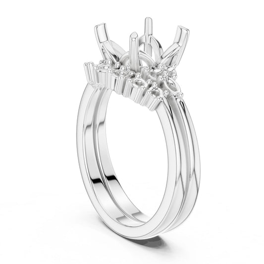 Asscher Lab Grown Diamond Side-Stone Engagement Ring