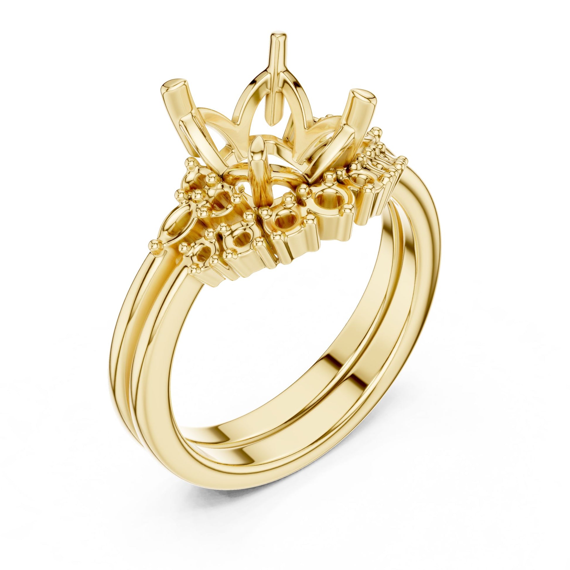 Asscher Lab Grown Diamond Side-Stone Engagement Ring