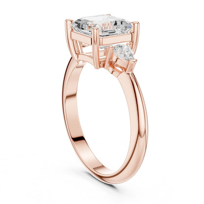 Asscher Lab Grown Diamond Three-Stone Engagement Ring