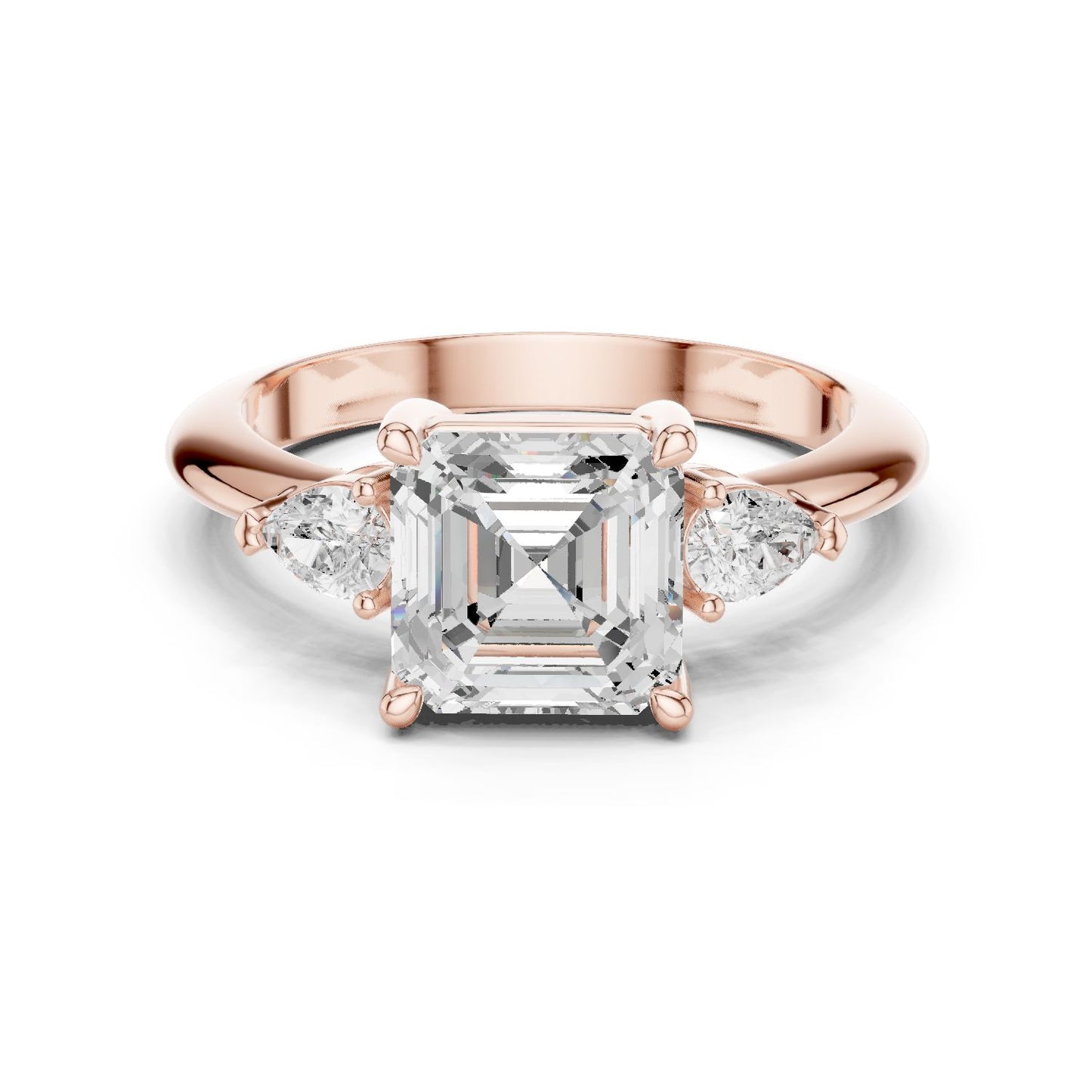 Asscher Lab Grown Diamond Three-Stone Engagement Ring