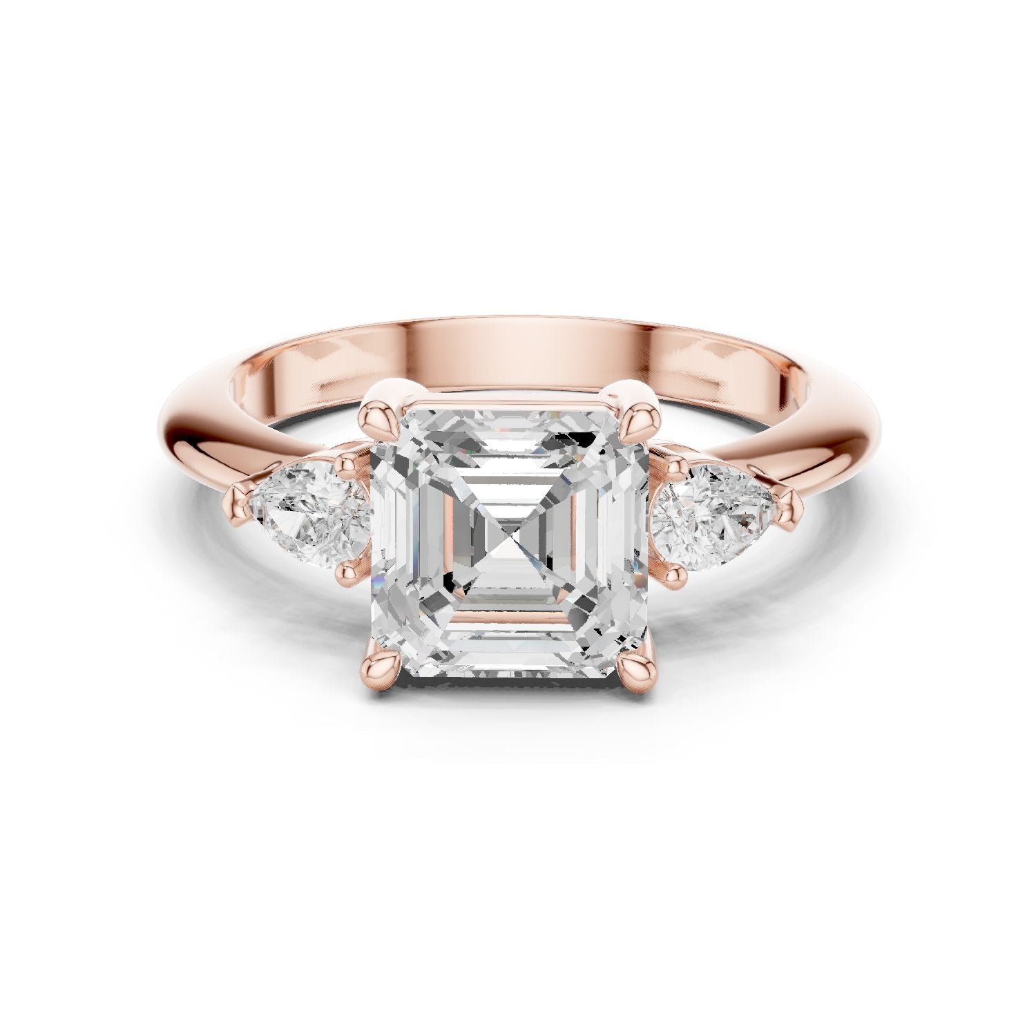 Asscher Lab Grown Diamond Three-Stone Engagement Ring