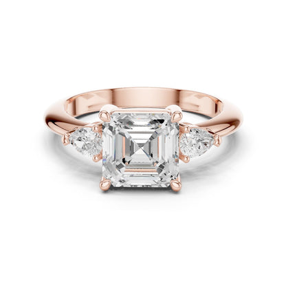 Asscher Lab Grown Diamond Three-Stone Engagement Ring