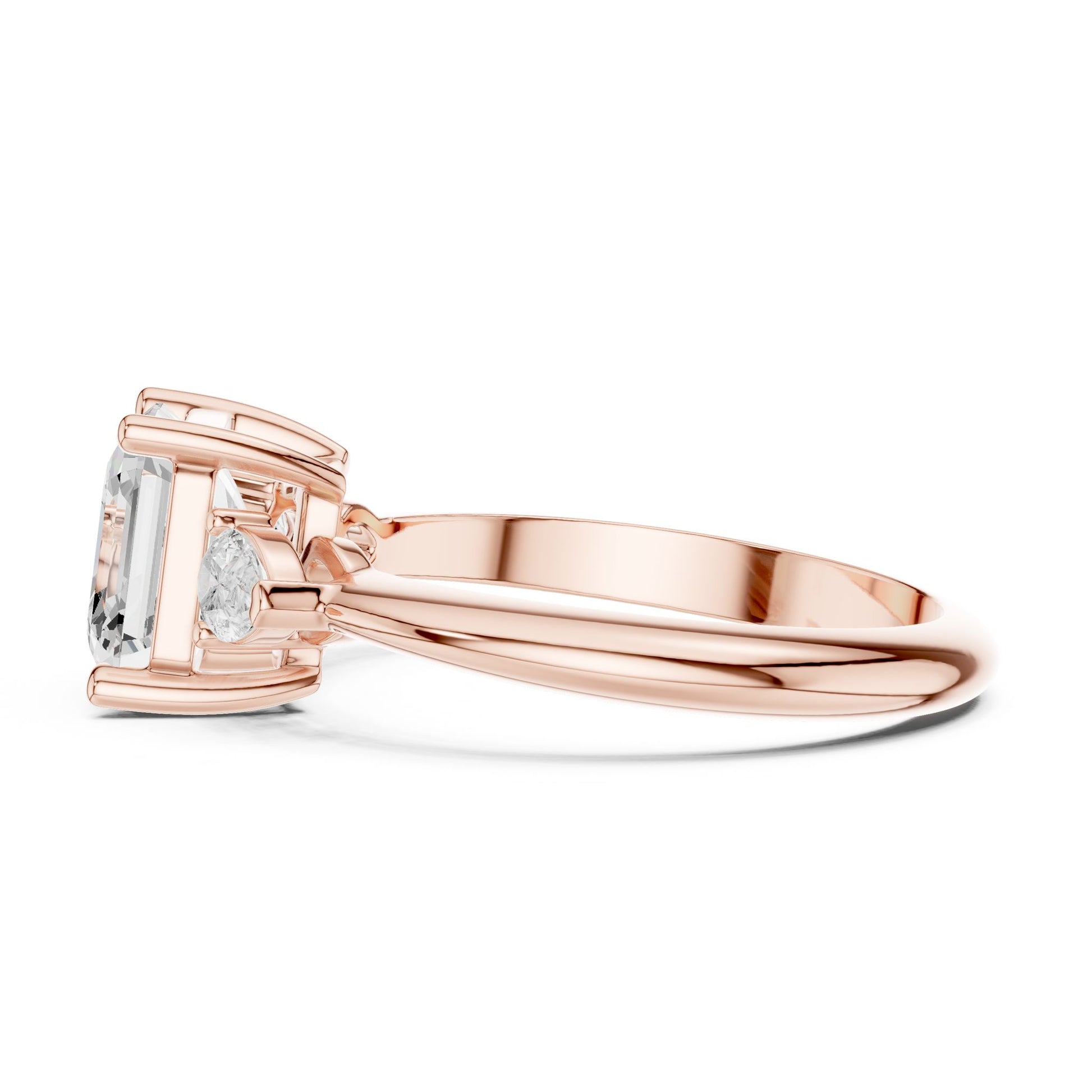 Asscher Lab Grown Diamond Three-Stone Engagement Ring
