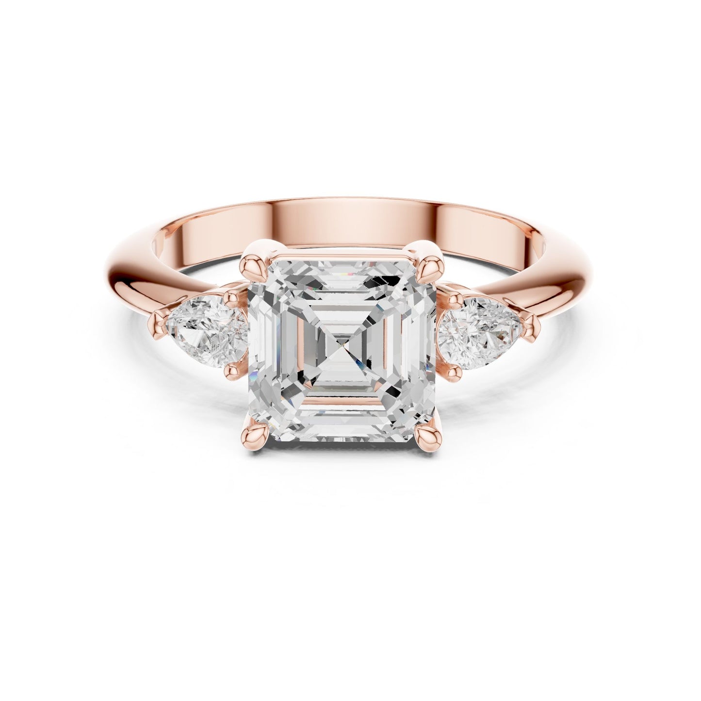 Asscher Lab Grown Diamond Three-Stone Engagement Ring