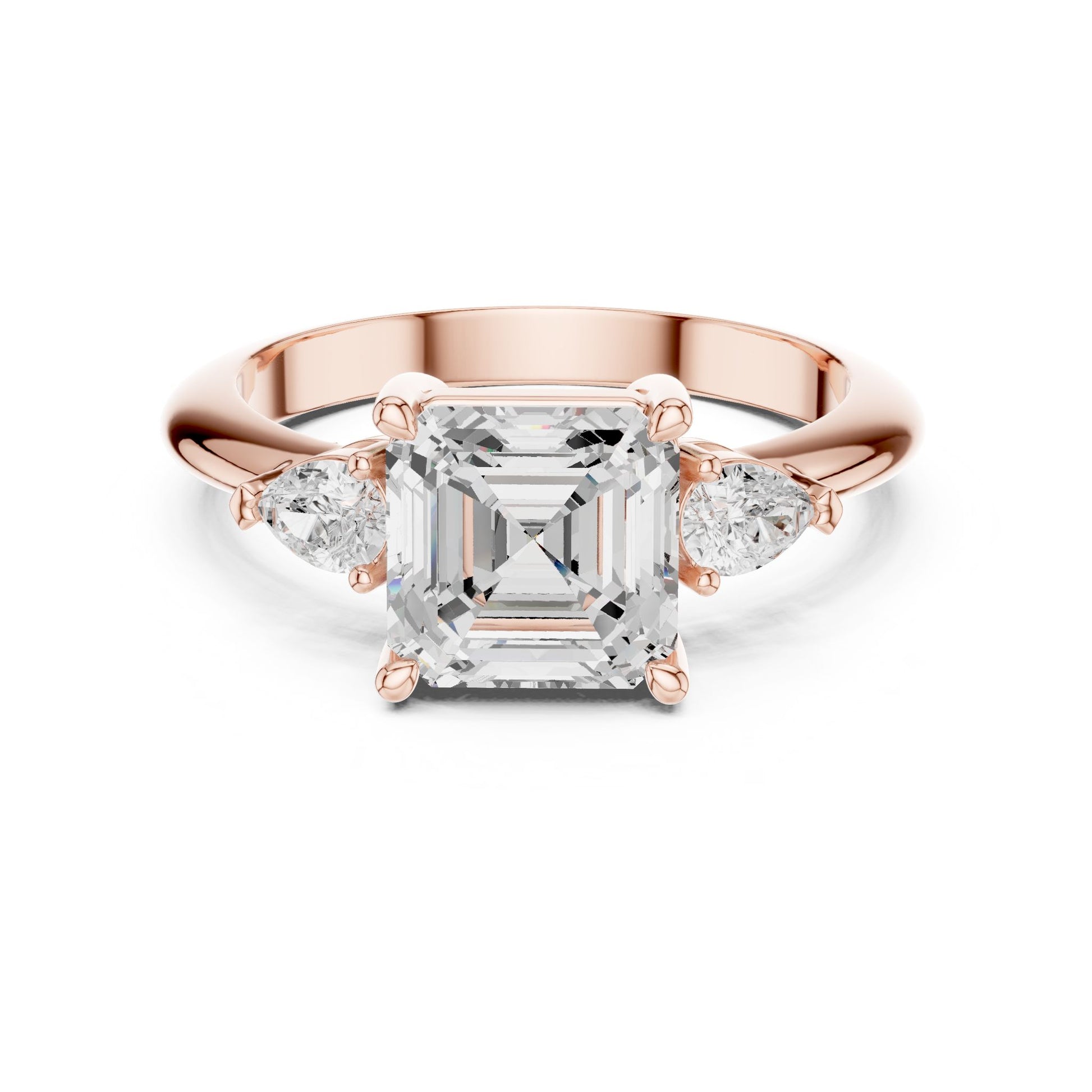 Asscher Lab Grown Diamond Three-Stone Engagement Ring