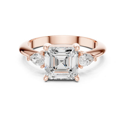 Asscher Lab Grown Diamond Three-Stone Engagement Ring