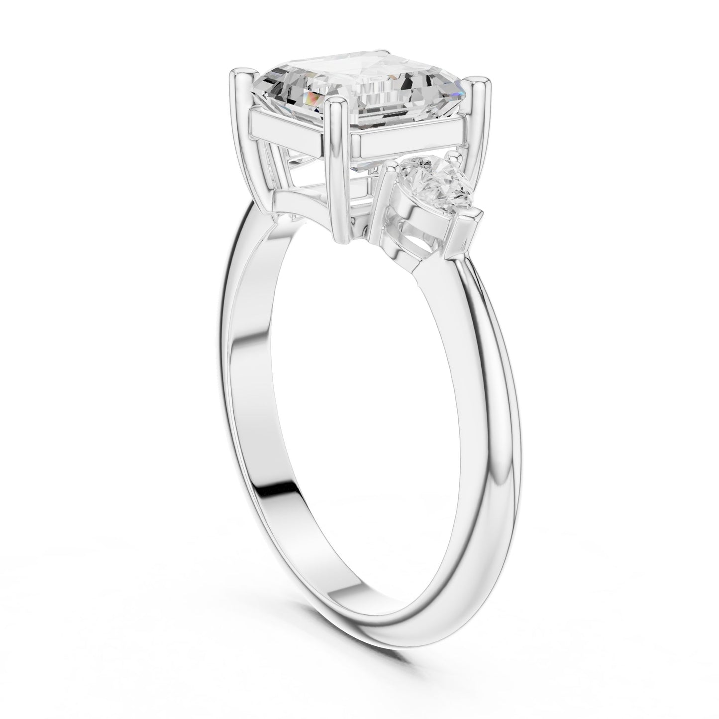 Asscher Lab Grown Diamond Three-Stone Engagement Ring