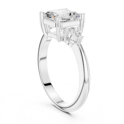 Asscher Lab Grown Diamond Three-Stone Engagement Ring