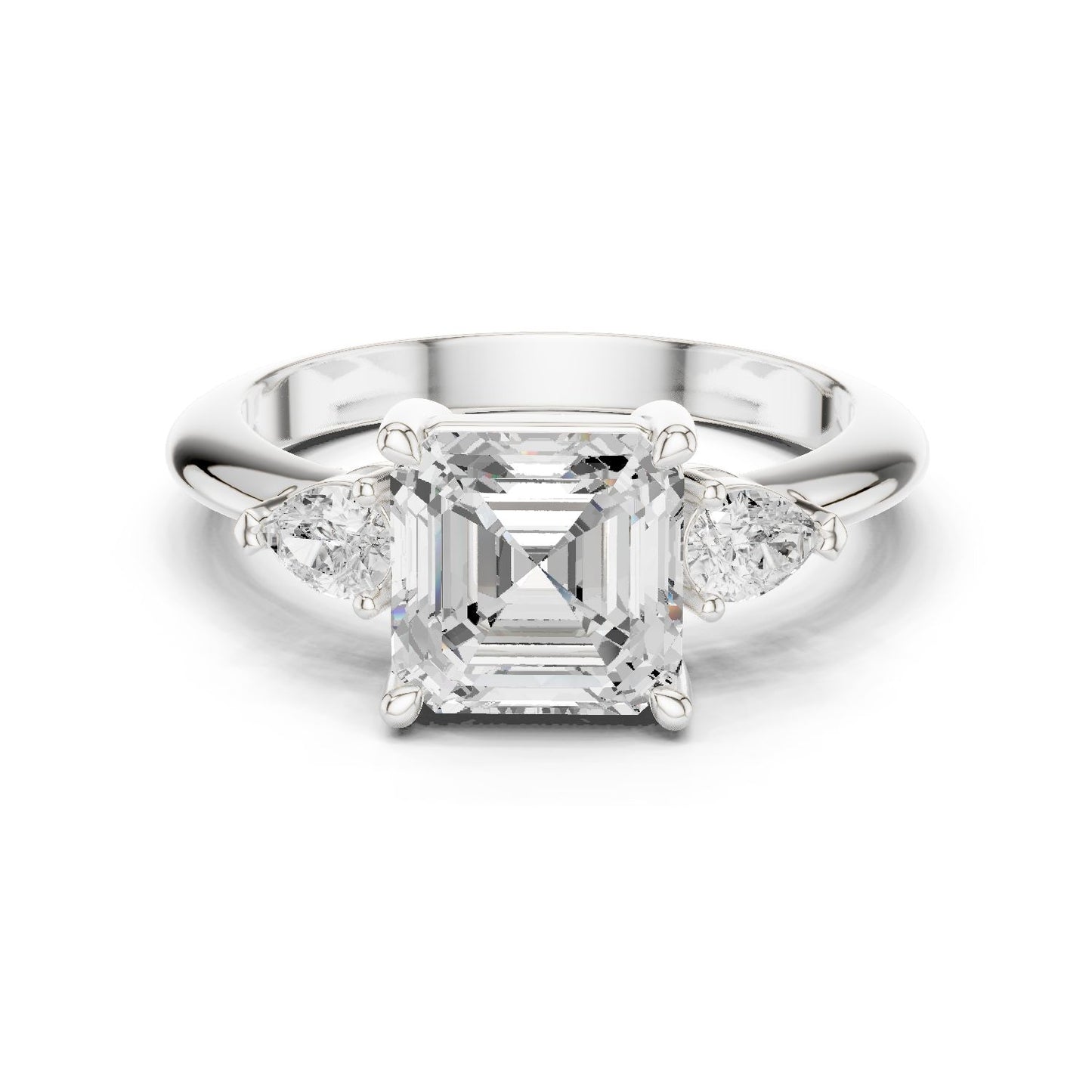 Asscher Lab Grown Diamond Three-Stone Engagement Ring