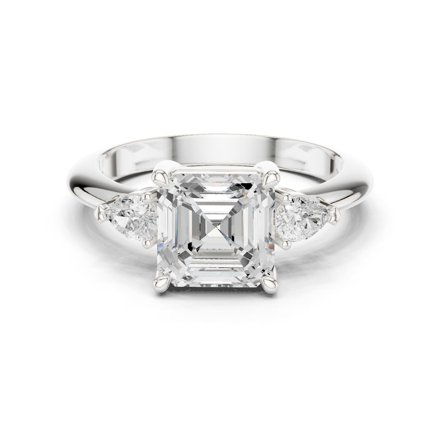 Asscher Lab Grown Diamond Three-Stone Engagement Ring