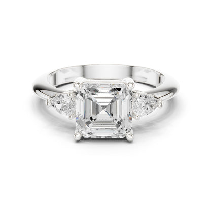 Asscher Lab Grown Diamond Three-Stone Engagement Ring