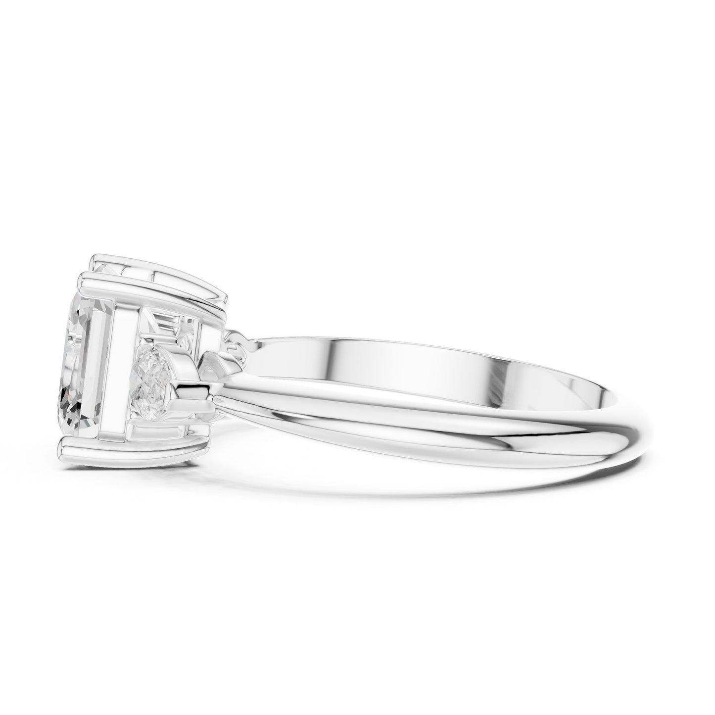 Asscher Lab Grown Diamond Three-Stone Engagement Ring