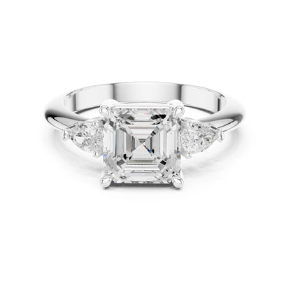 Asscher Lab Grown Diamond Three-Stone Engagement Ring