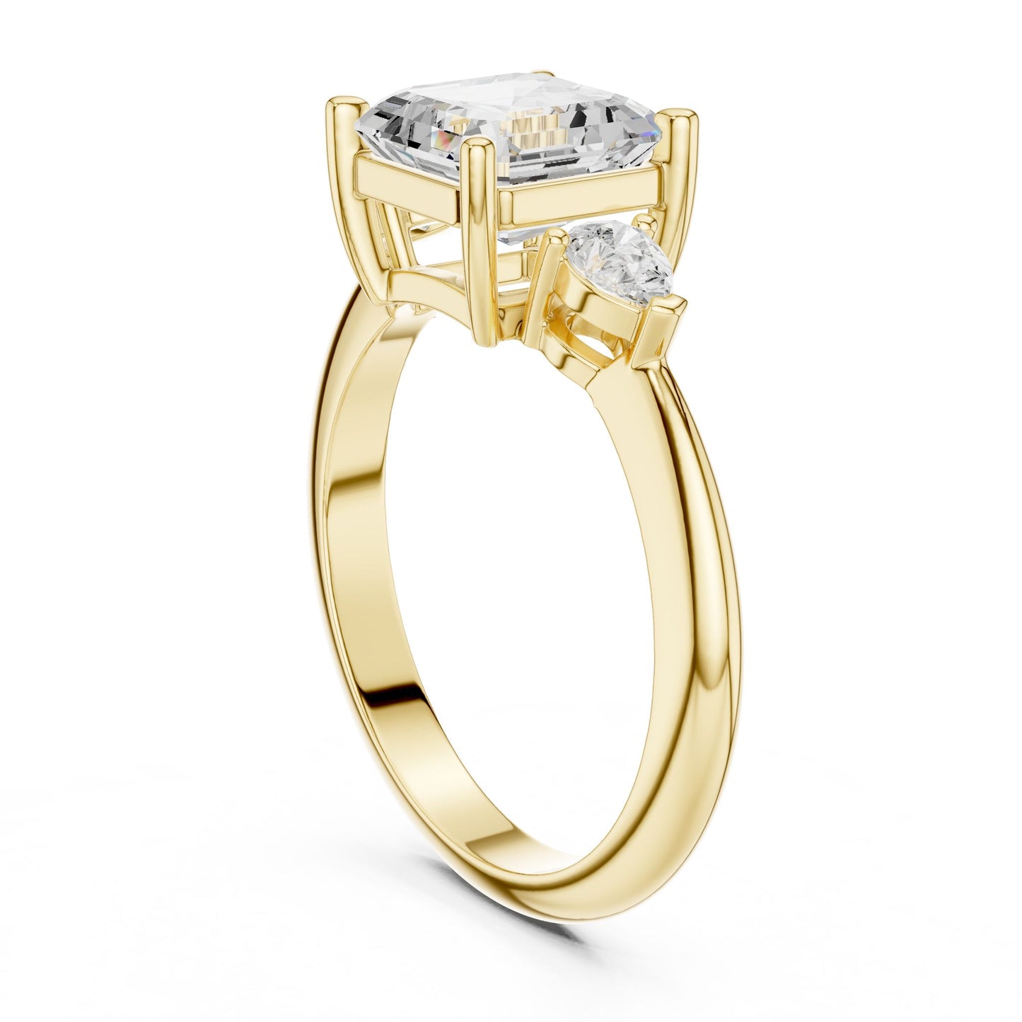 Asscher Lab Grown Diamond Three-Stone Engagement Ring