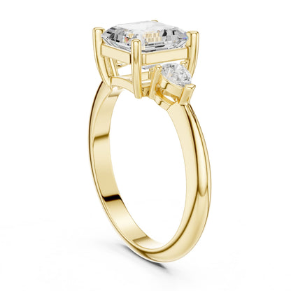 Asscher Lab Grown Diamond Three-Stone Engagement Ring