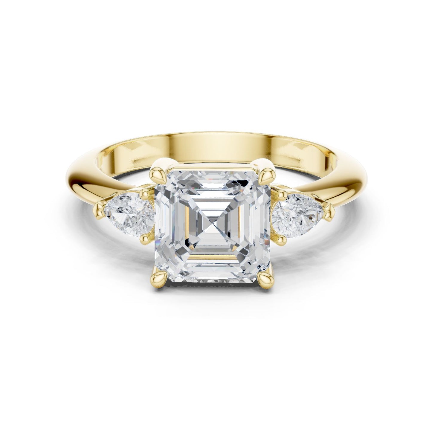 Asscher Lab Grown Diamond Three-Stone Engagement Ring