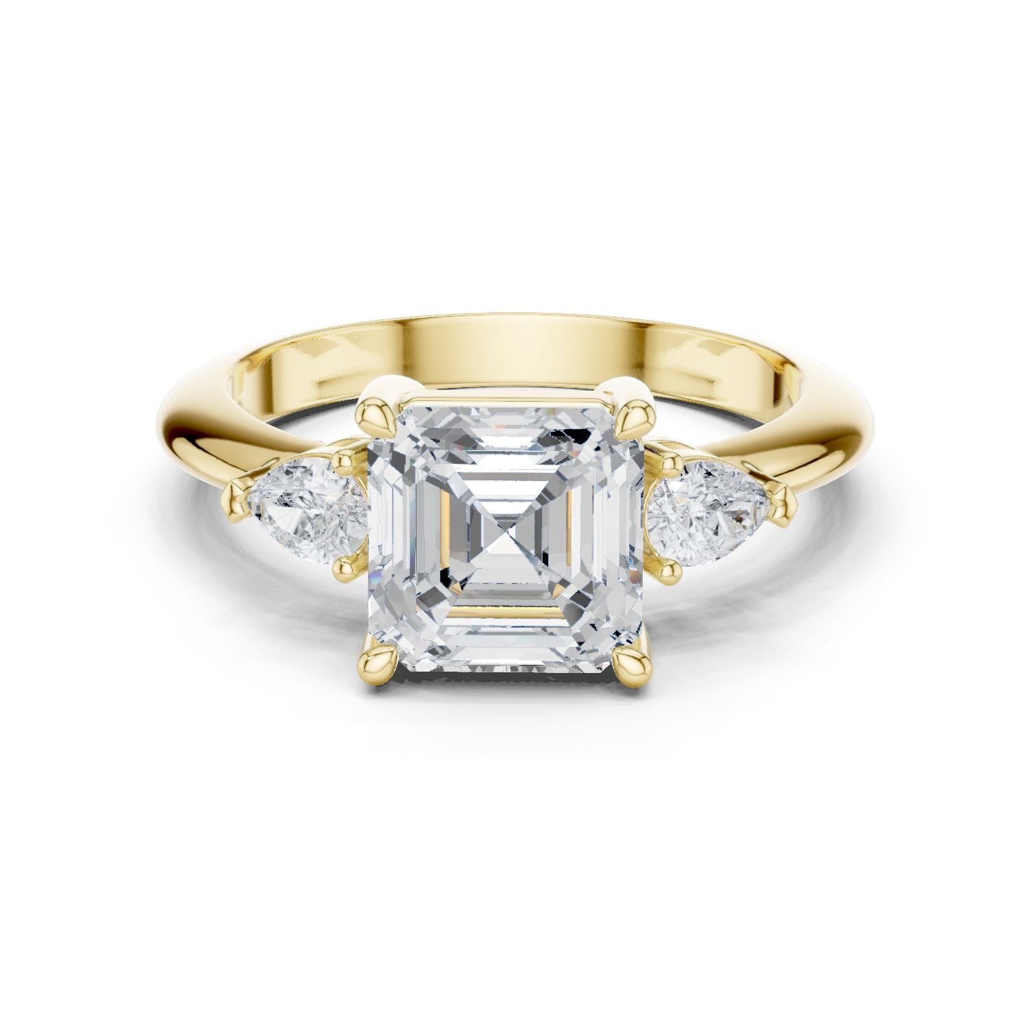 Asscher Lab Grown Diamond Three-Stone Engagement Ring