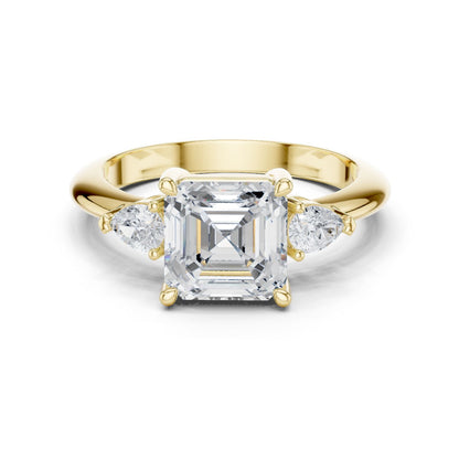 Asscher Lab Grown Diamond Three-Stone Engagement Ring