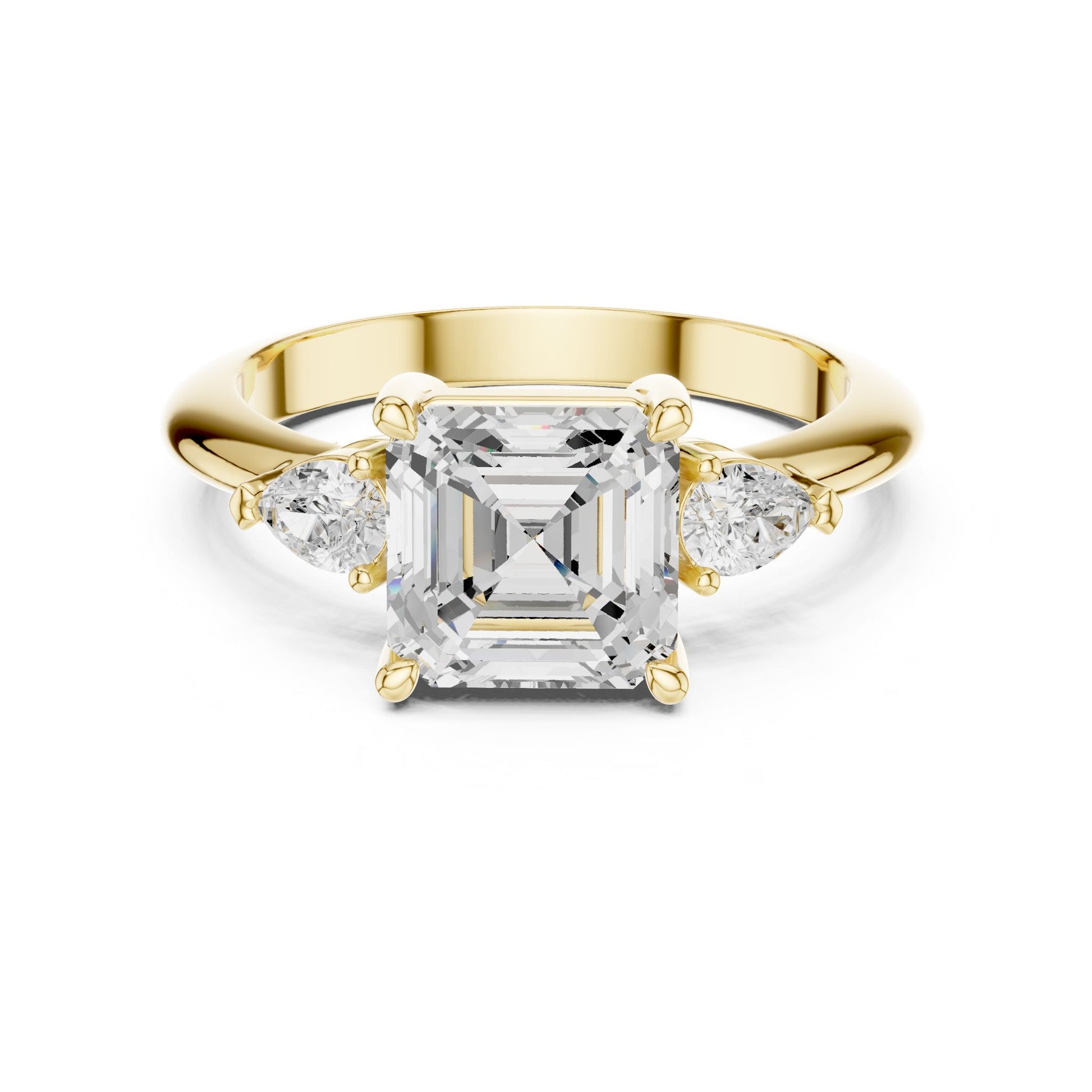 Asscher Lab Grown Diamond Three-Stone Engagement Ring