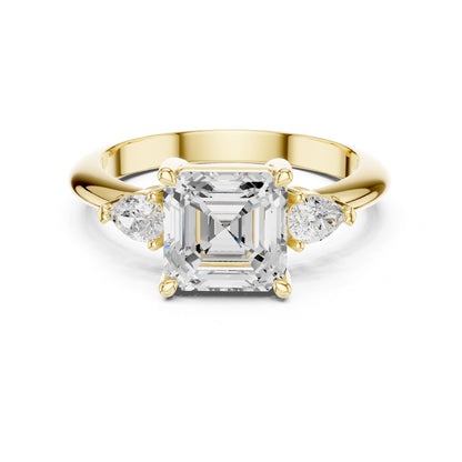 Asscher Lab Grown Diamond Three-Stone Engagement Ring