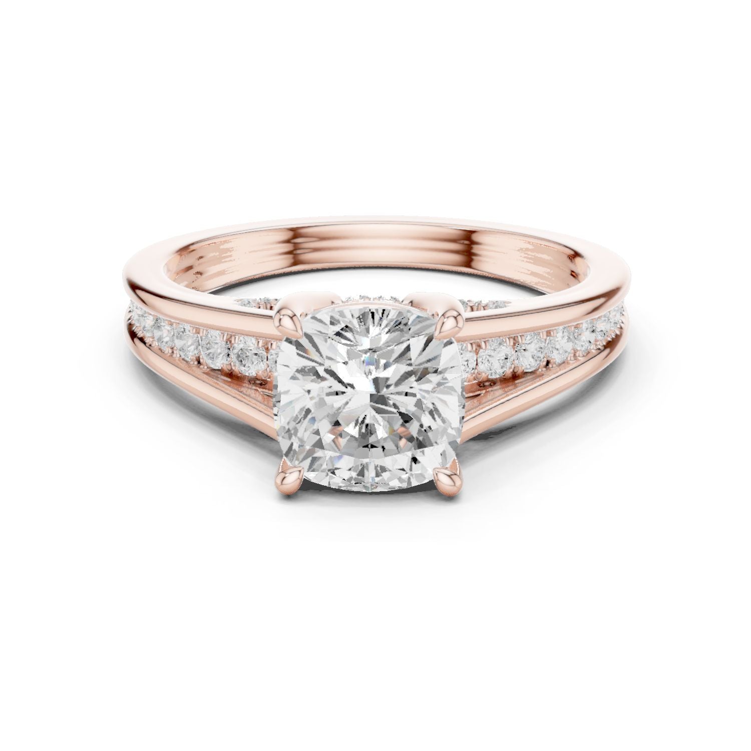 Cushion Lab Grown Diamond Cathedral Engagement Ring