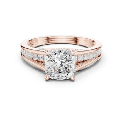 Cushion Lab Grown Diamond Cathedral Engagement Ring
