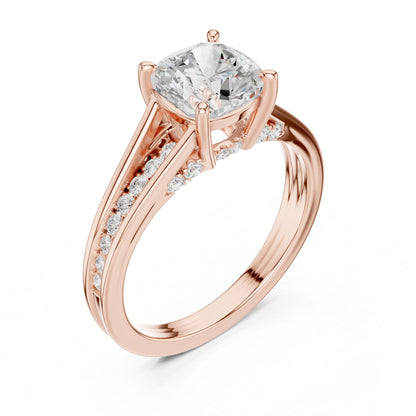 Cushion Lab Grown Diamond Cathedral Engagement Ring
