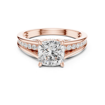 Cushion Lab Grown Diamond Cathedral Engagement Ring