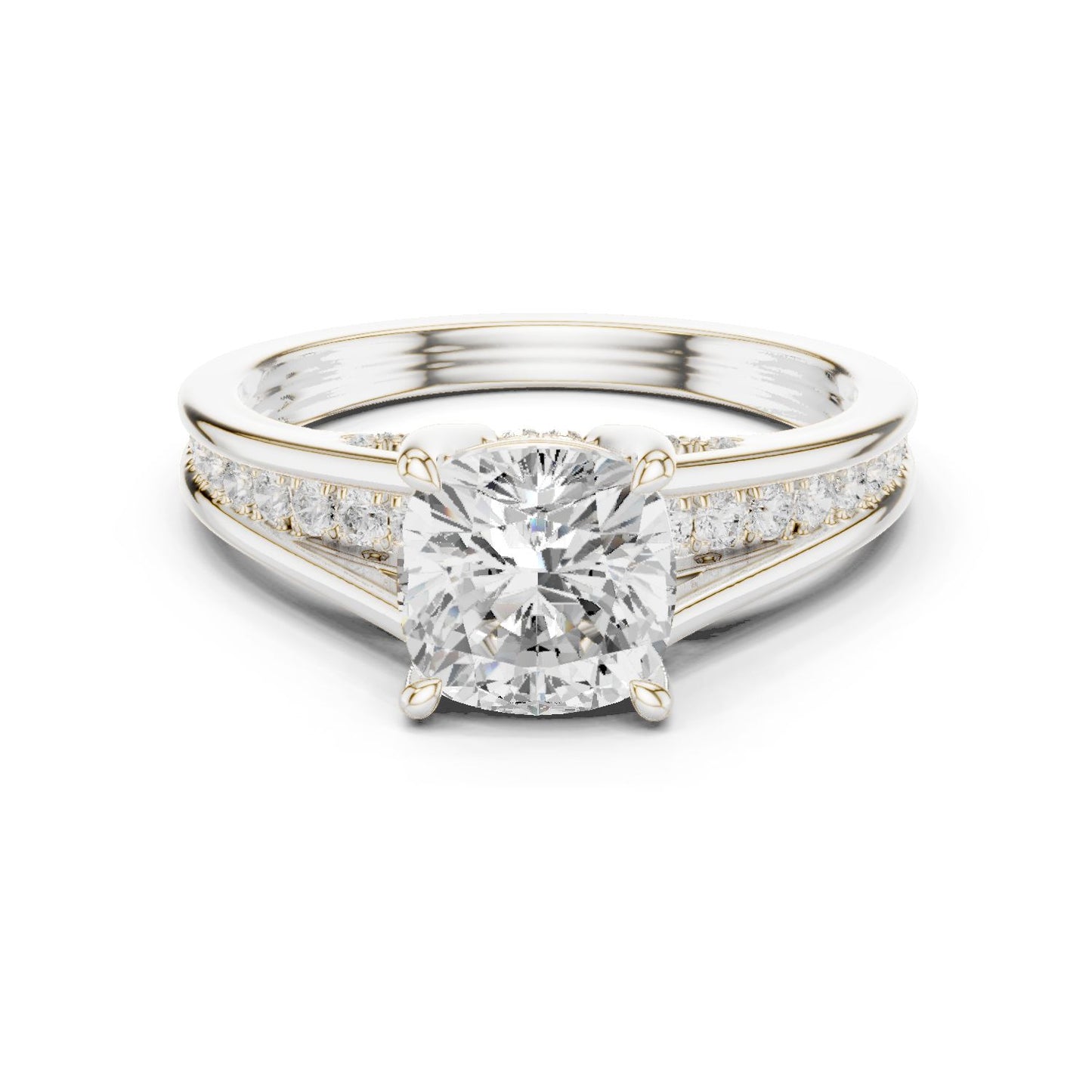 Cushion Lab Grown Diamond Cathedral Engagement Ring