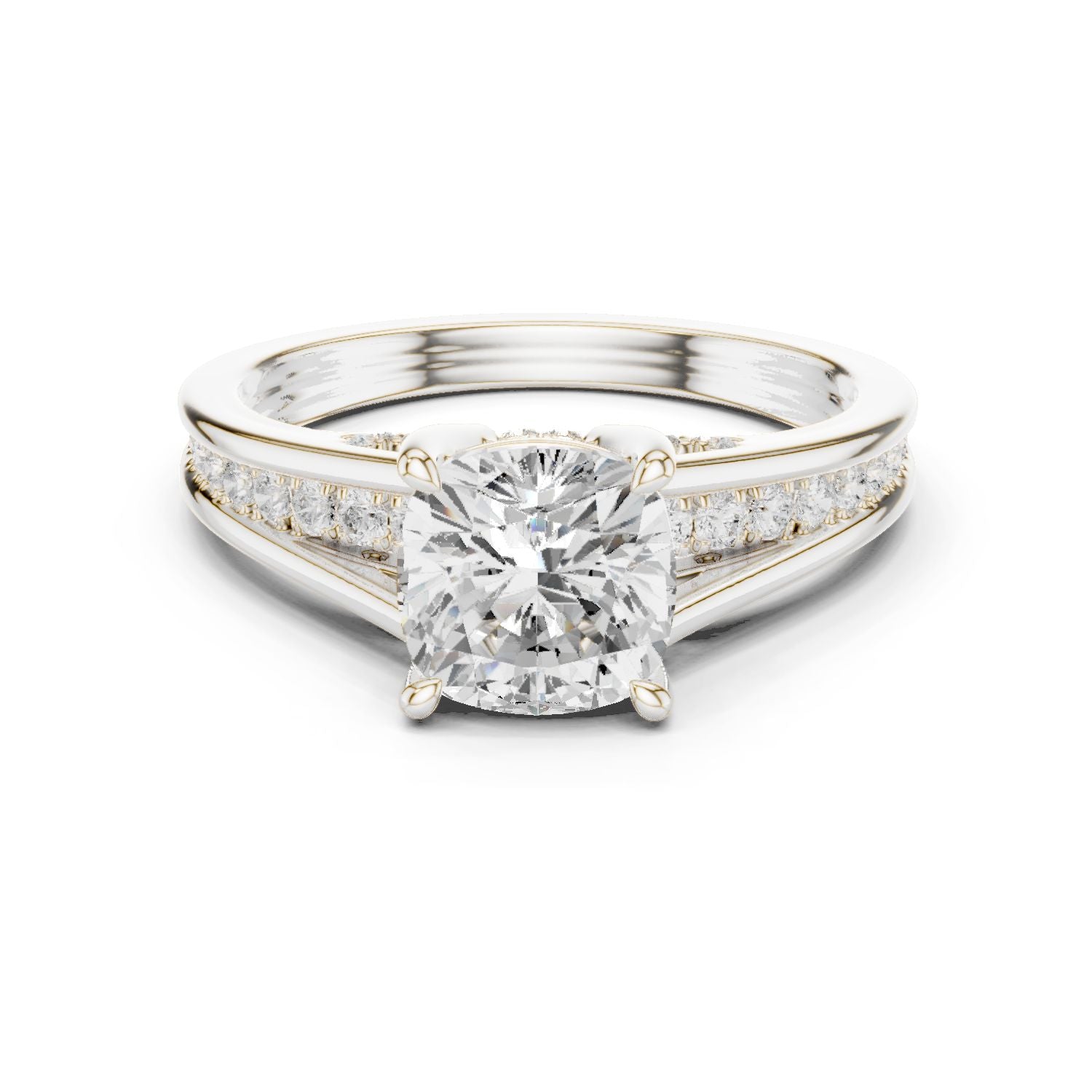 Cushion Lab Grown Diamond Cathedral Engagement Ring