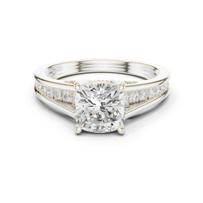 Cushion Lab Grown Diamond Cathedral Engagement Ring