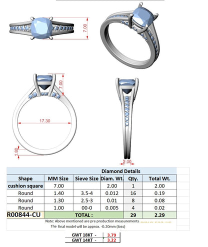 Cushion Lab Grown Diamond Cathedral Engagement Ring