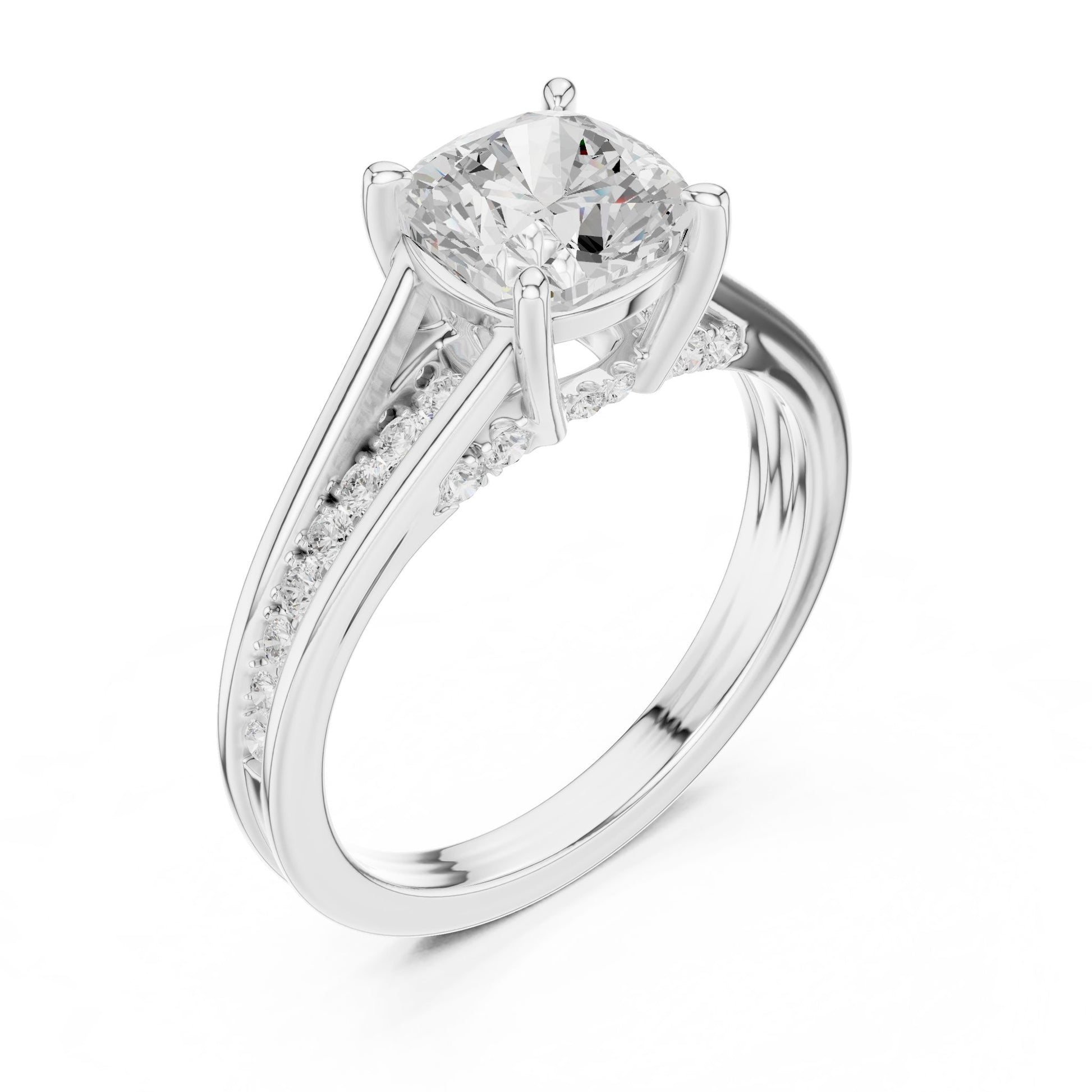Cushion Lab Grown Diamond Cathedral Engagement Ring