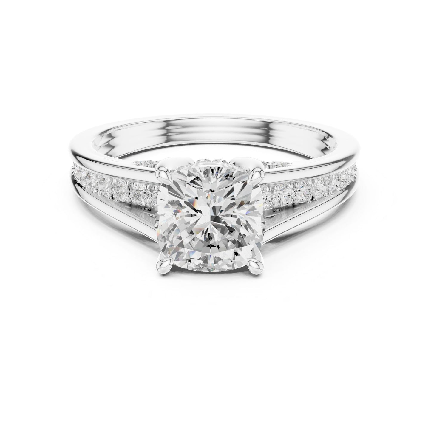 Cushion Lab Grown Diamond Cathedral Engagement Ring