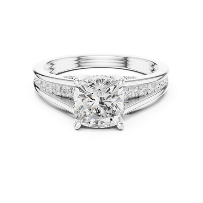 Cushion Lab Grown Diamond Cathedral Engagement Ring