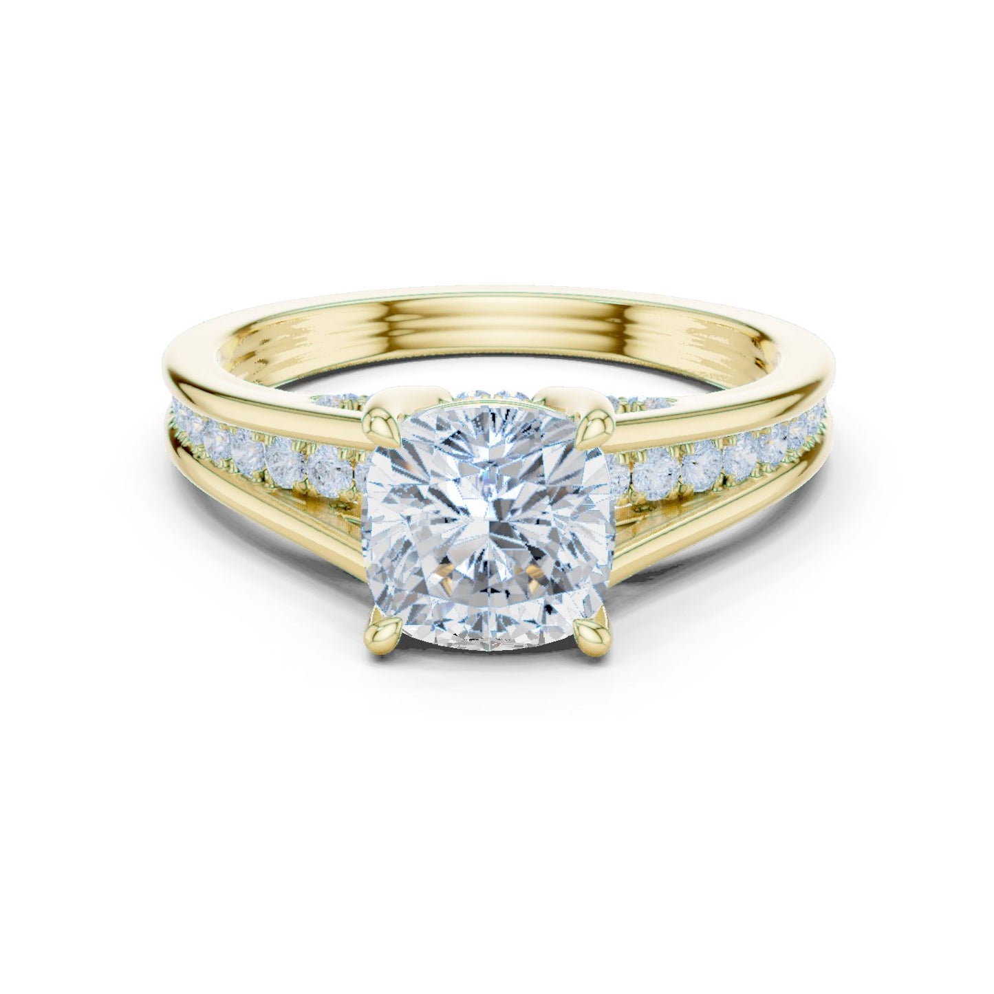 Cushion Lab Grown Diamond Cathedral Engagement Ring