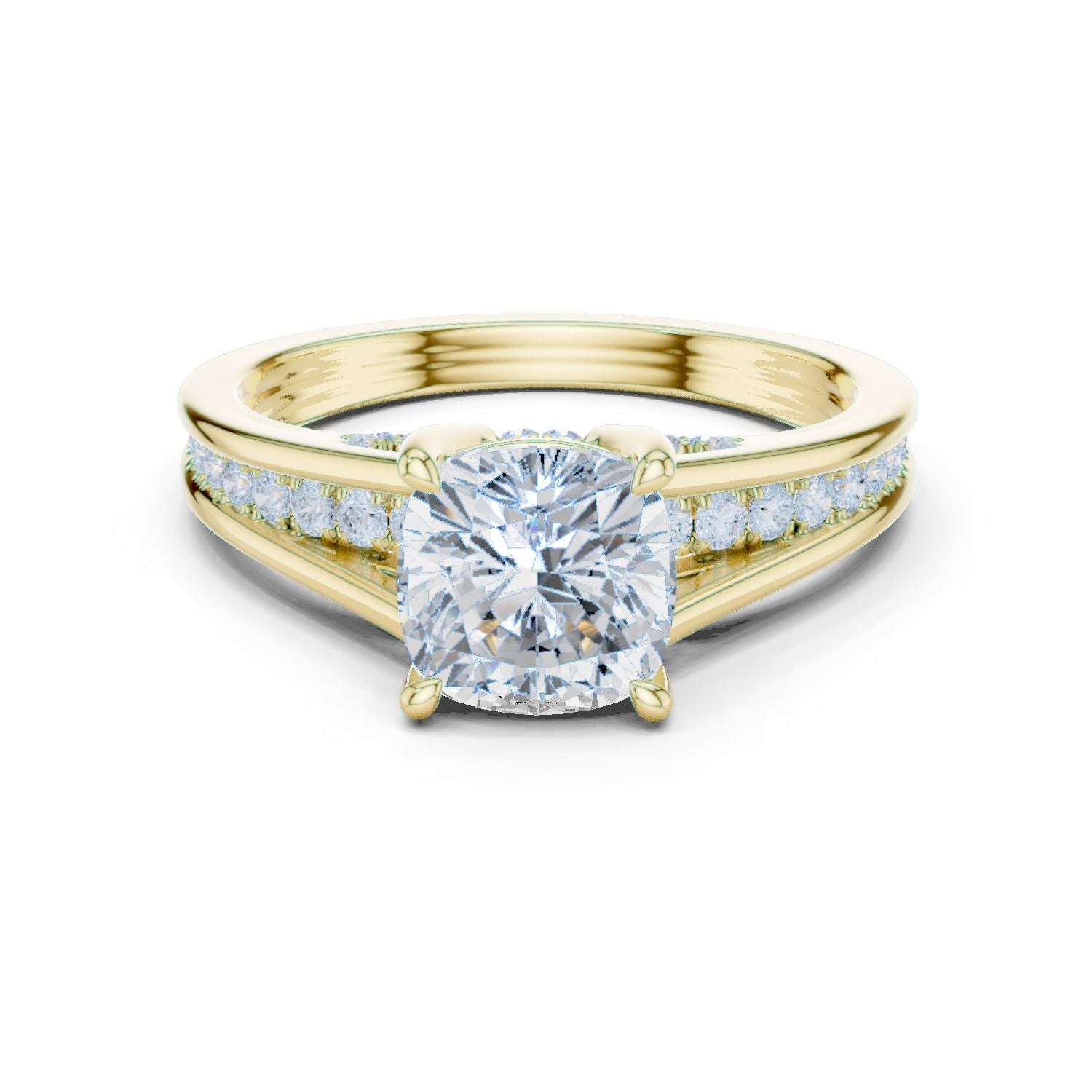 Cushion Lab Grown Diamond Cathedral Engagement Ring