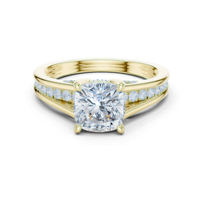 Cushion Lab Grown Diamond Cathedral Engagement Ring